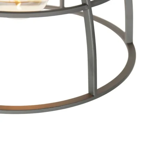 QAZQA Industriële hanglamp donkergrijs met hout 34 cm - Arthur