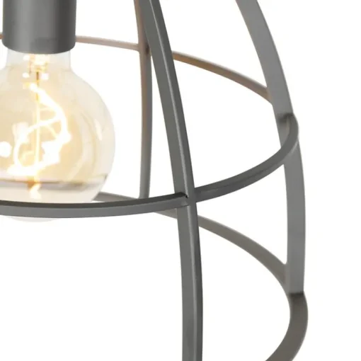 QAZQA Industriële hanglamp donkergrijs met hout 34 cm - Arthur