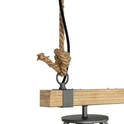 QAZQA Industriële hanglamp hout met donkergrijs 3-lichts - Arthur