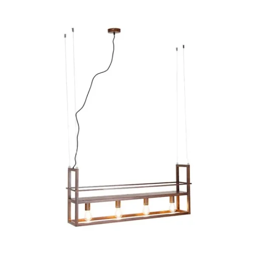 QAZQA Industriële hanglamp roestbruin met rek 4-lichts - Cage Rack