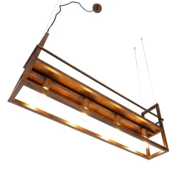 QAZQA Industriële hanglamp roestbruin met rek 4-lichts - Cage Rack