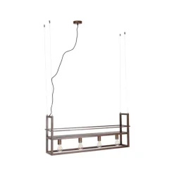 QAZQA Industriële hanglamp roestbruin met rek 4-lichts - Cage Rack