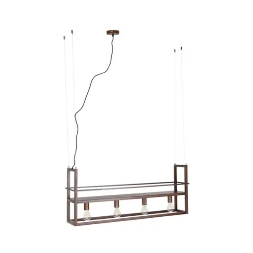 QAZQA Industriële hanglamp roestbruin met rek 4-lichts - Cage Rack