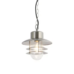QAZQA Industriële hanglamp staal IP44 - Shell