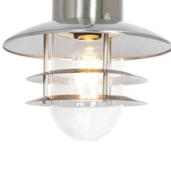 QAZQA Industriële hanglamp staal IP44 - Shell
