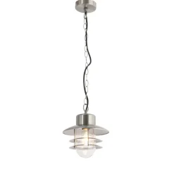 QAZQA Industriële hanglamp staal IP44 - Shell