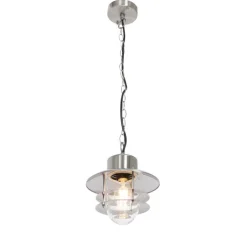 QAZQA Industriële hanglamp staal IP44 - Shell
