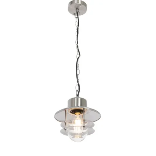 QAZQA Industriële hanglamp staal IP44 - Shell