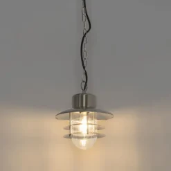 QAZQA Industriële hanglamp staal IP44 - Shell