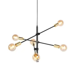 QAZQA Industriële hanglamp zwart en goud 78 cm 6-lichts - Sydney