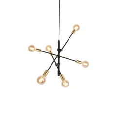 QAZQA Industriële hanglamp zwart en goud 78 cm 6-lichts - Sydney