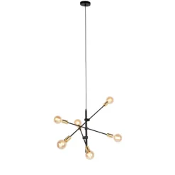 QAZQA Industriële hanglamp zwart en goud 78 cm 6-lichts - Sydney