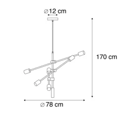 QAZQA Industriële hanglamp zwart en goud 78 cm 6-lichts - Sydney