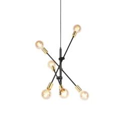 QAZQA Industriële hanglamp zwart en goud 78 cm 6-lichts - Sydney