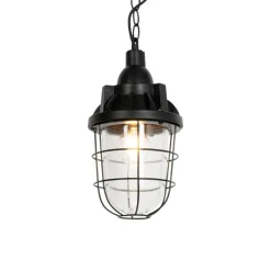 QAZQA Industriële hanglamp zwart met glas - Cabin