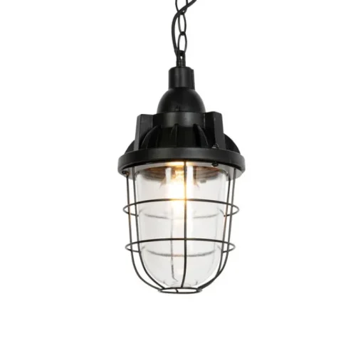 QAZQA Industriële hanglamp zwart met glas - Cabin