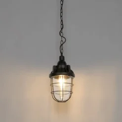 QAZQA Industriële hanglamp zwart met glas - Cabin