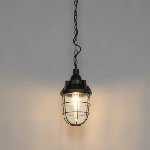 QAZQA Industriële hanglamp zwart met glas - Cabin