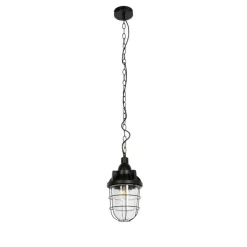 QAZQA Industriële hanglamp zwart met glas - Cabin