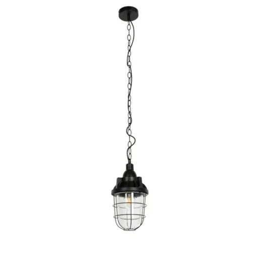 QAZQA Industriële hanglamp zwart met glas - Cabin