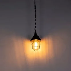 QAZQA Industriële hanglamp zwart met glas - Cabin