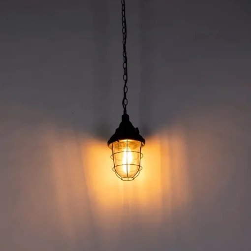 QAZQA Industriële hanglamp zwart met glas - Cabin