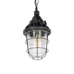 QAZQA Industriële hanglamp zwart met glas - Cabin