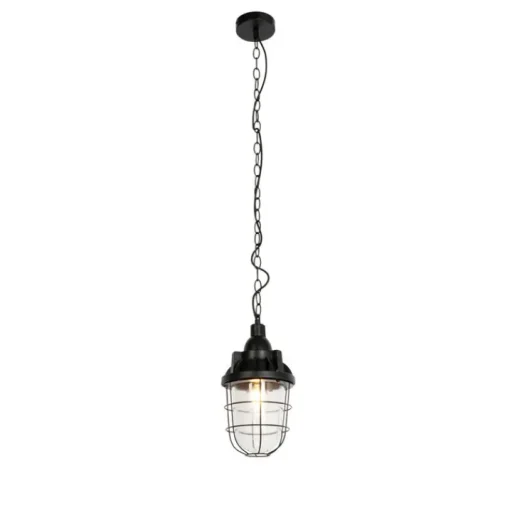 QAZQA Industriële hanglamp zwart met glas - Cabin