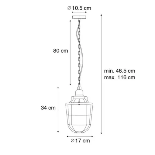 QAZQA Industriële hanglamp zwart met glas - Cabin