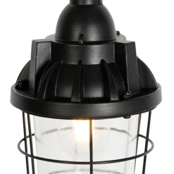 QAZQA Industriële hanglamp zwart met glas - Cabin