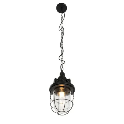 QAZQA Industriële hanglamp zwart met glas - Cabin