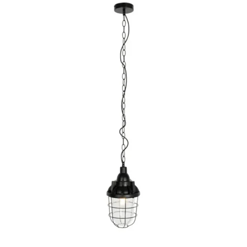 QAZQA Industriële hanglamp zwart met glas - Cabin