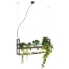 QAZQA Industriële hanglamp zwart met hout en rek 4-lichts - Cage Rack