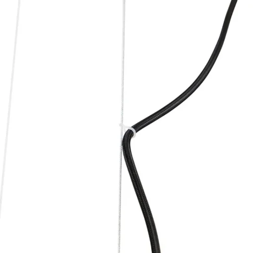 QAZQA Industriële hanglamp zwart met hout en rek 4-lichts - Cage Rack