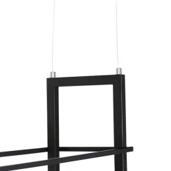 QAZQA Industriële hanglamp zwart met hout en rek 4-lichts - Cage Rack