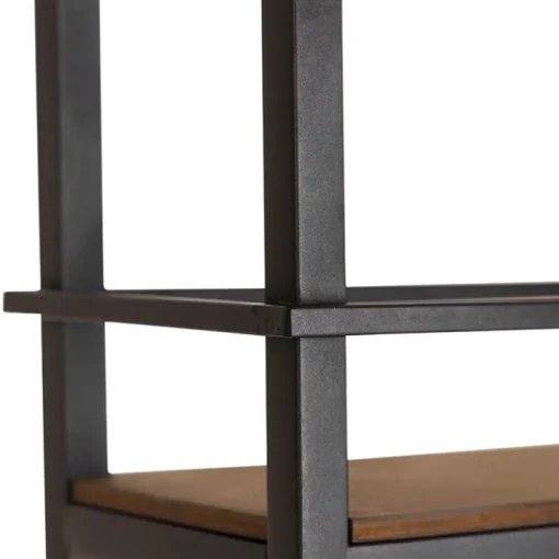 QAZQA Industriële hanglamp zwart met hout en rek 4-lichts - Cage Rack
