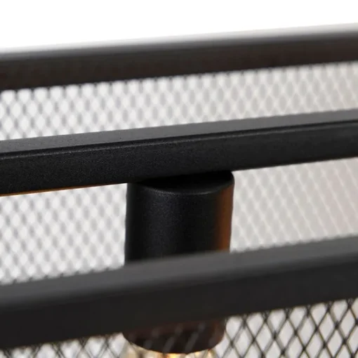 QAZQA Industriële hanglamp zwart 118 cm met gaas 4-lichts - Cage
