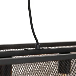 QAZQA Industriële hanglamp zwart 118 cm met gaas 4-lichts - Cage
