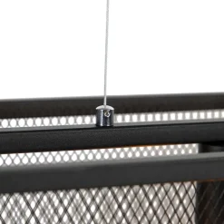 QAZQA Industriële hanglamp zwart 118 cm met gaas 4-lichts - Cage