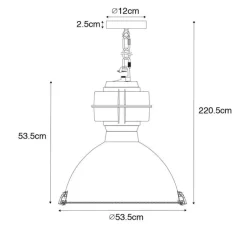 QAZQA Industriële hanglamp zwart 53,5 cm - Sicko