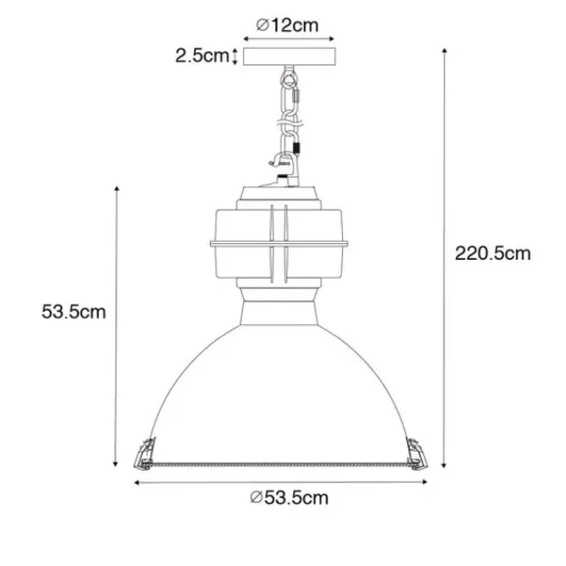 QAZQA Industriële hanglamp zwart 53,5 cm - Sicko