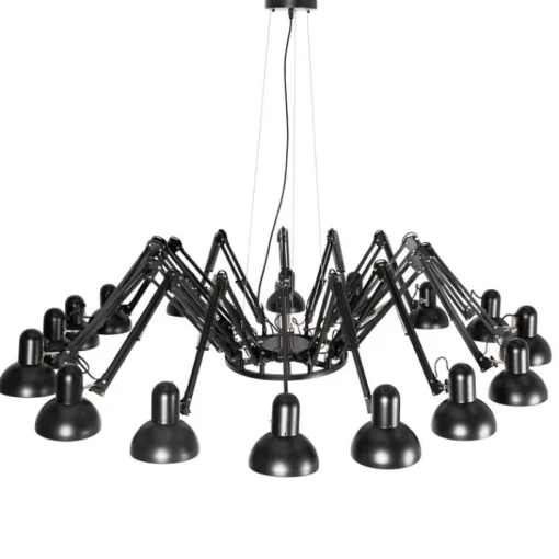 QAZQA Industriële hanglamp zwart 16-lichts verstelbaar - Hobby Spinne
