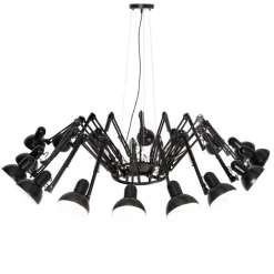 QAZQA Industriële hanglamp zwart 16-lichts verstelbaar - Hobby Spinne