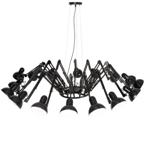 QAZQA Industriële hanglamp zwart 16-lichts verstelbaar - Hobby Spinne
