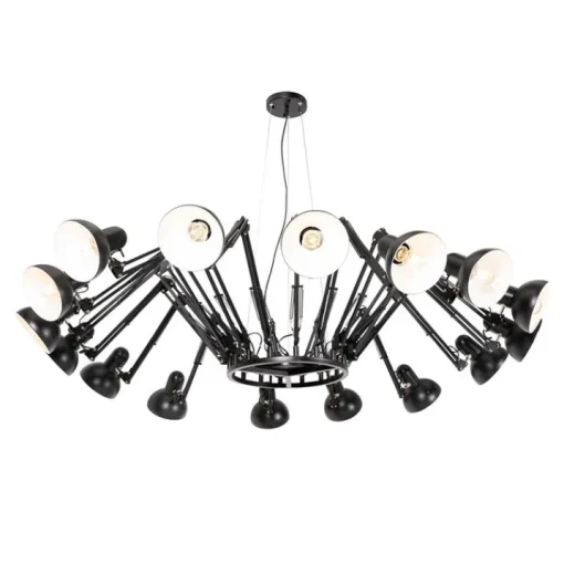 QAZQA Industriële hanglamp zwart 16-lichts verstelbaar - Hobby Spinne