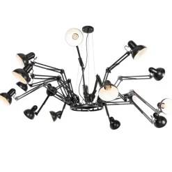 QAZQA Industriële hanglamp zwart 16-lichts verstelbaar - Hobby Spinne