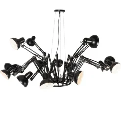 QAZQA Industriële hanglamp zwart 16-lichts verstelbaar - Hobby Spinne