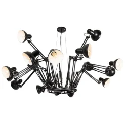 QAZQA Industriële hanglamp zwart 16-lichts verstelbaar - Hobby Spinne