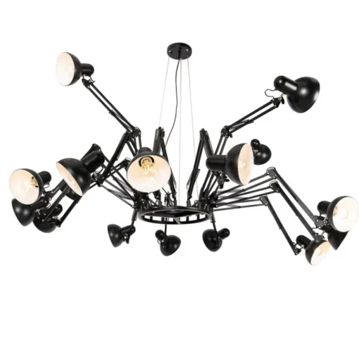 QAZQA Industriële hanglamp zwart 16-lichts verstelbaar - Hobby Spinne