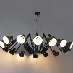 QAZQA Industriële hanglamp zwart 16-lichts verstelbaar - Hobby Spinne